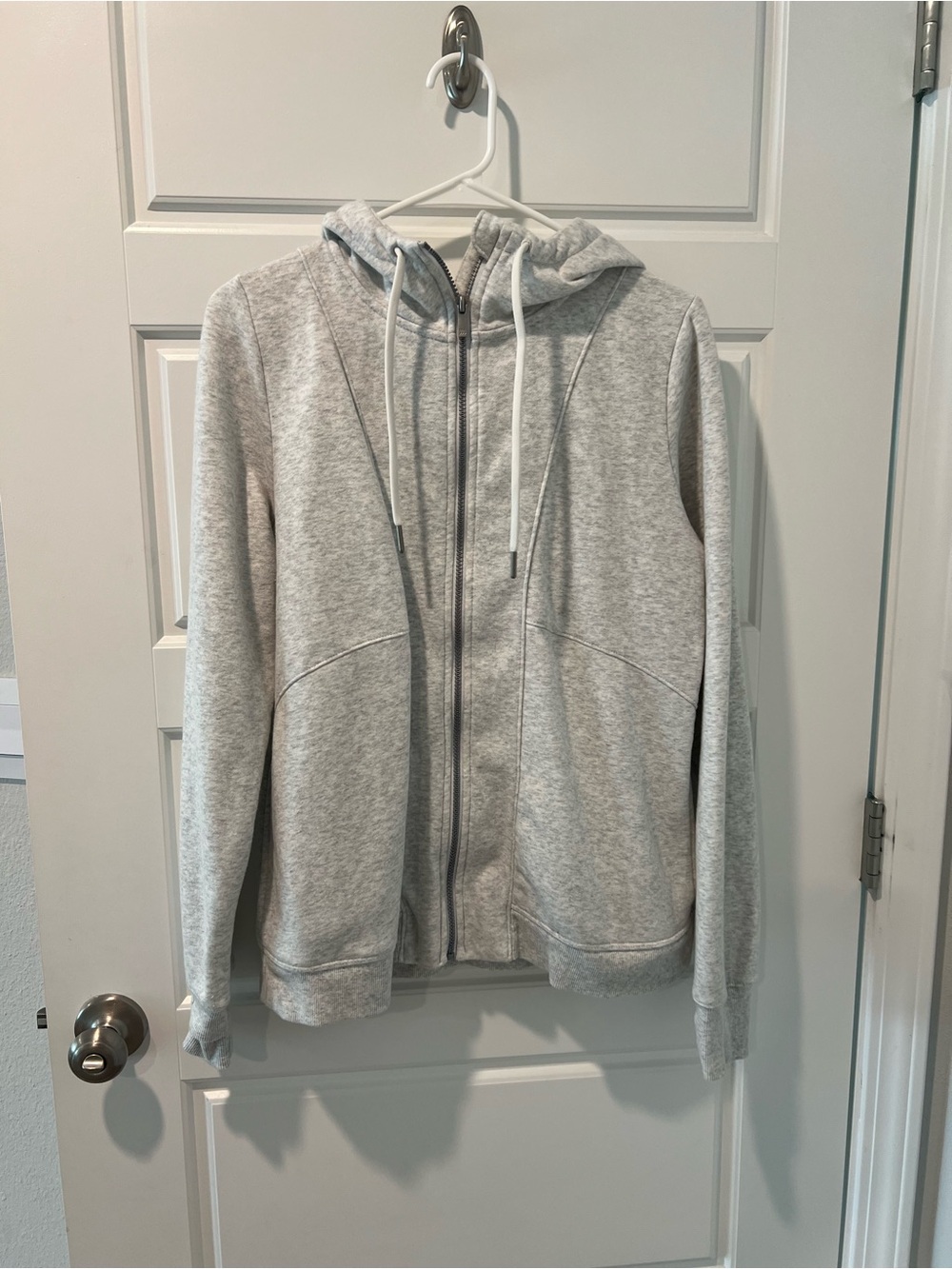 Women's Light Gray Zip-Up Hooded Sweater